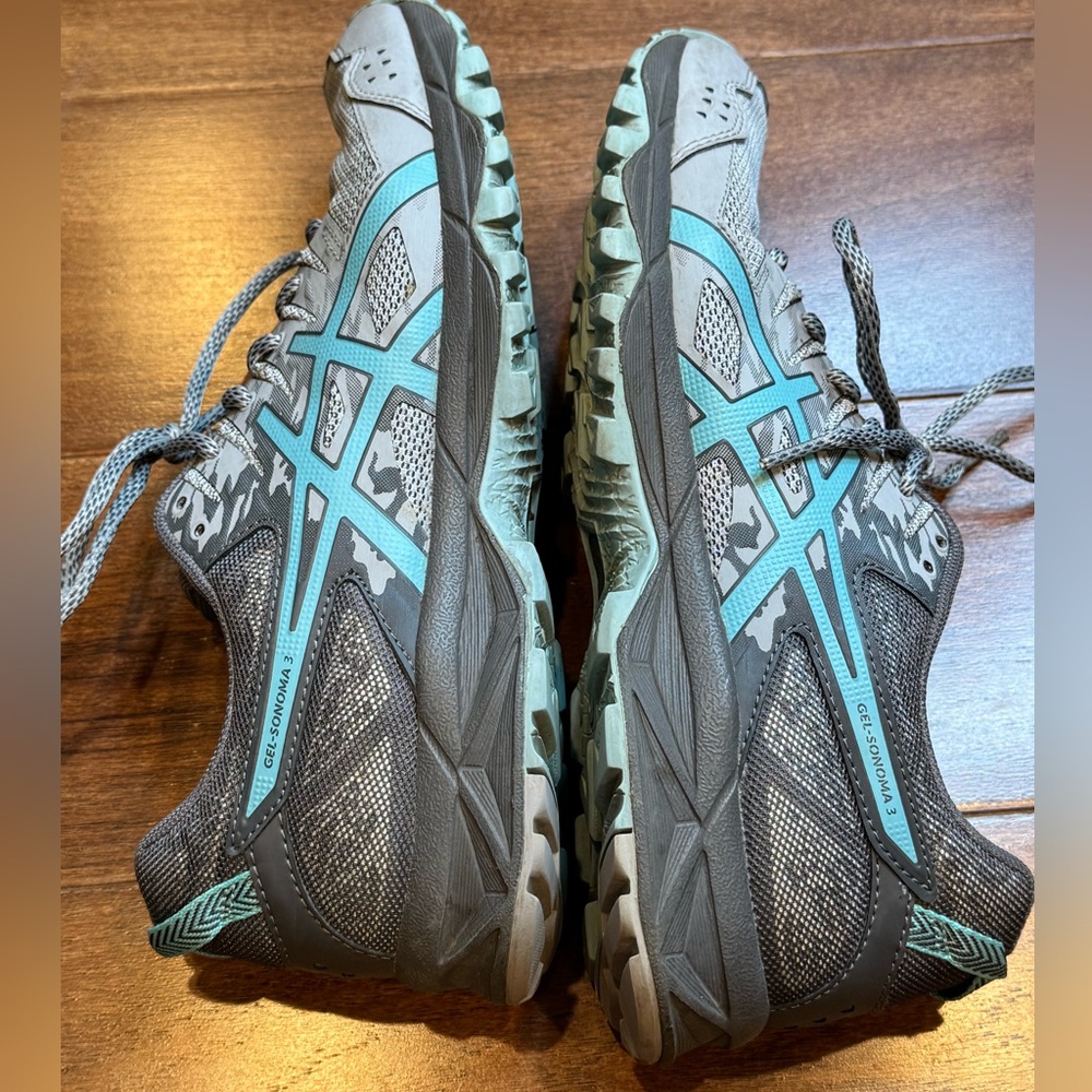 ASICS Women's Gel-Sonoma 3 Gray and Turquoise Running Shoes - Picture 5 of 10